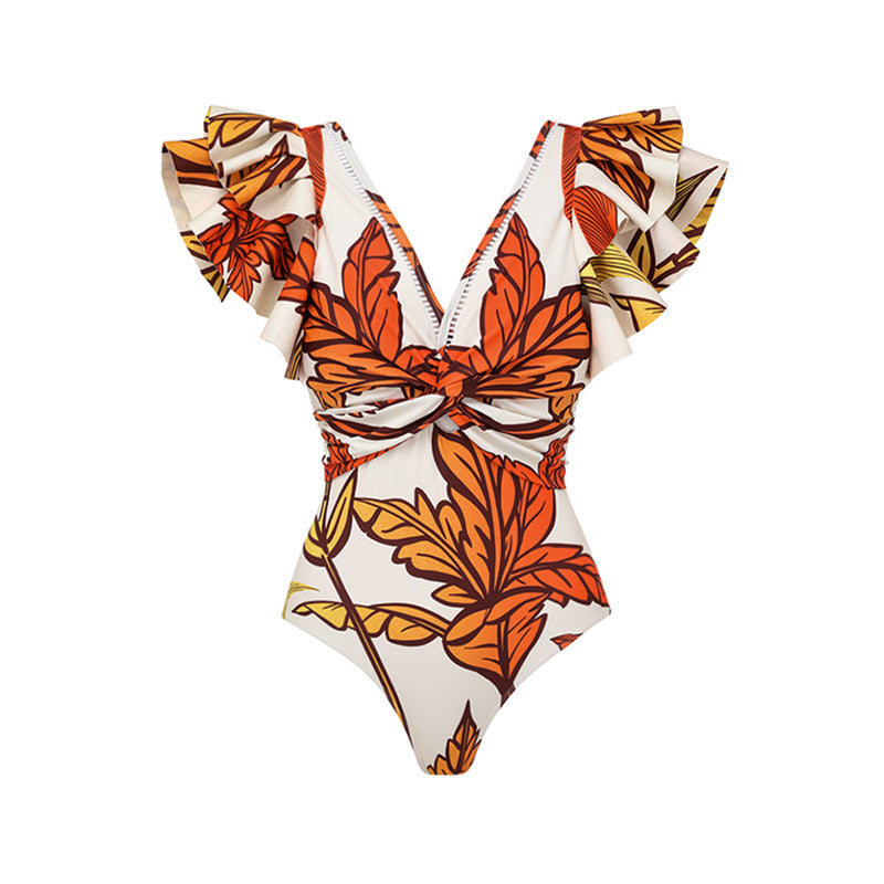 Print Halterneck One-Piece Swimsuit
