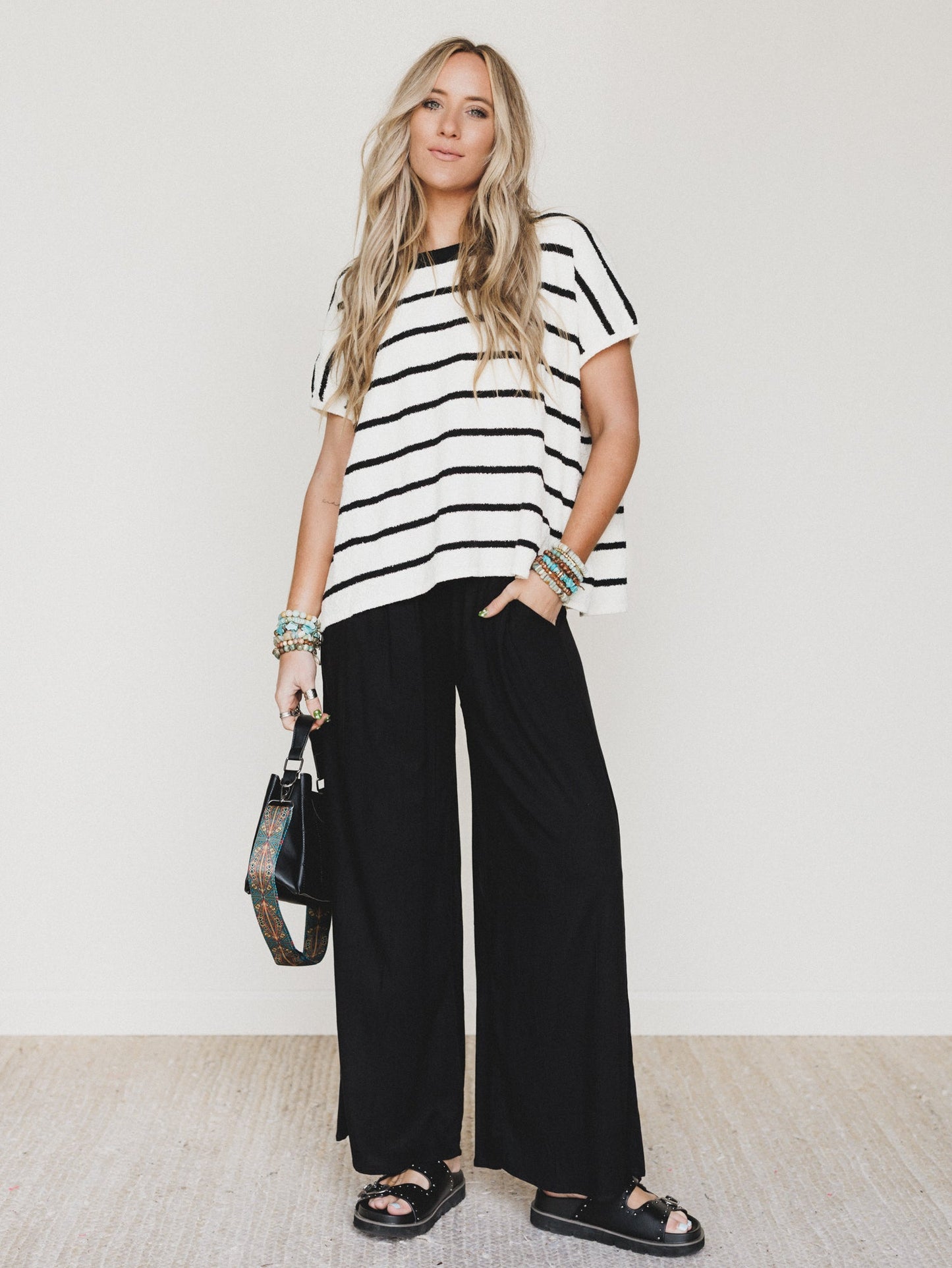 Seek The Moon Wide Leg Pants - Black