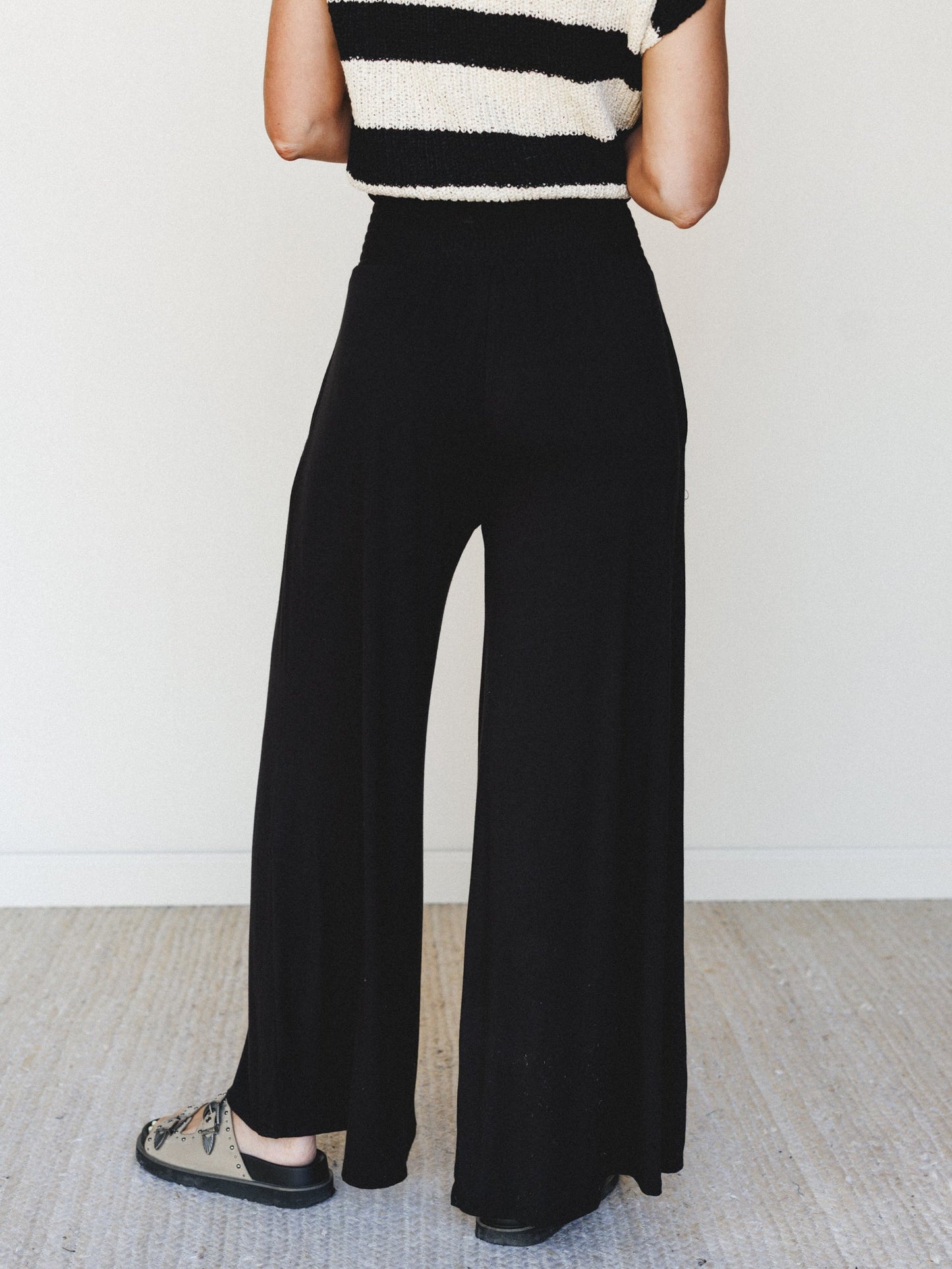 Comfort Above Wide Leg Pants - Black