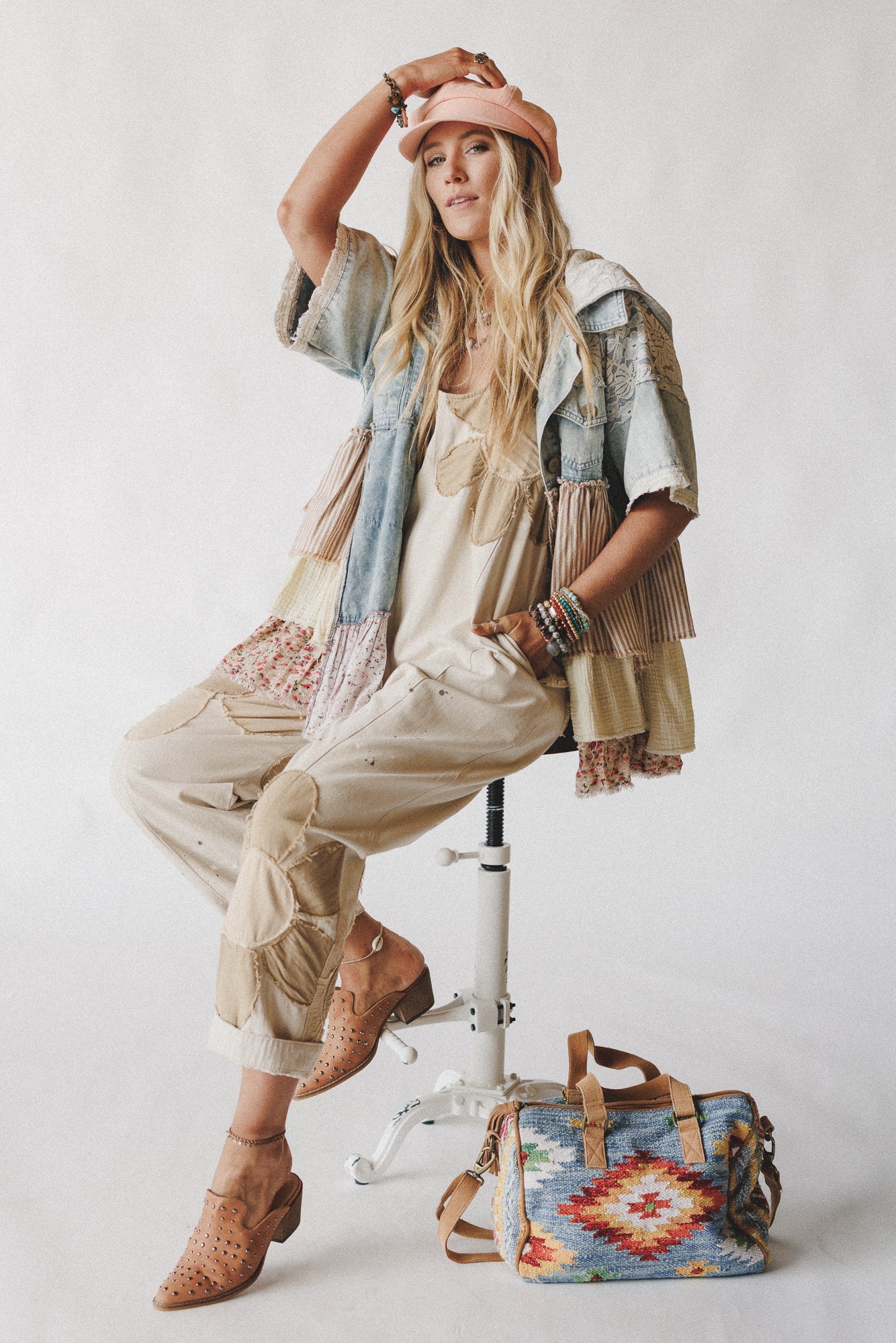 Wild Wish Patchwork Jumpsuit - Natural