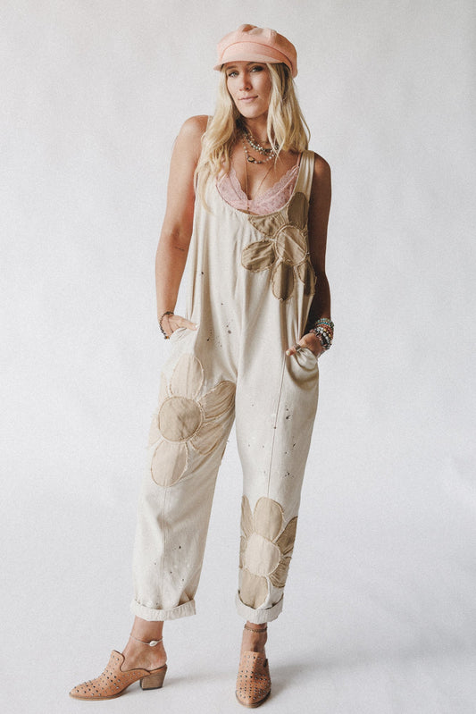 Wild Wish Patchwork Jumpsuit - Natural