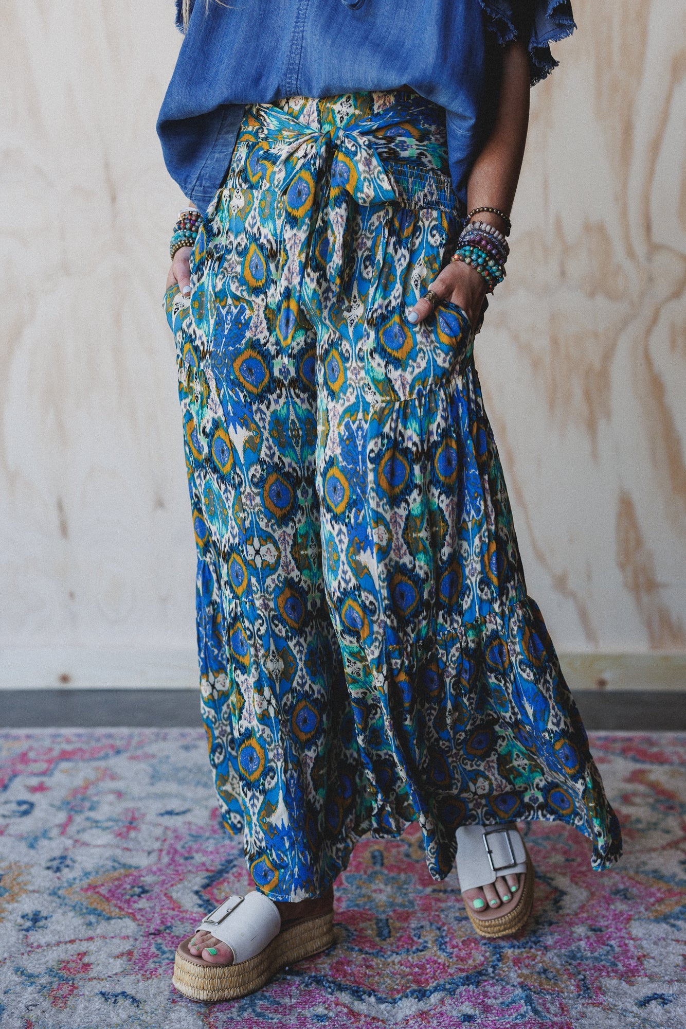 The Nest Secret Admirer Printed Pants - Blue Multi