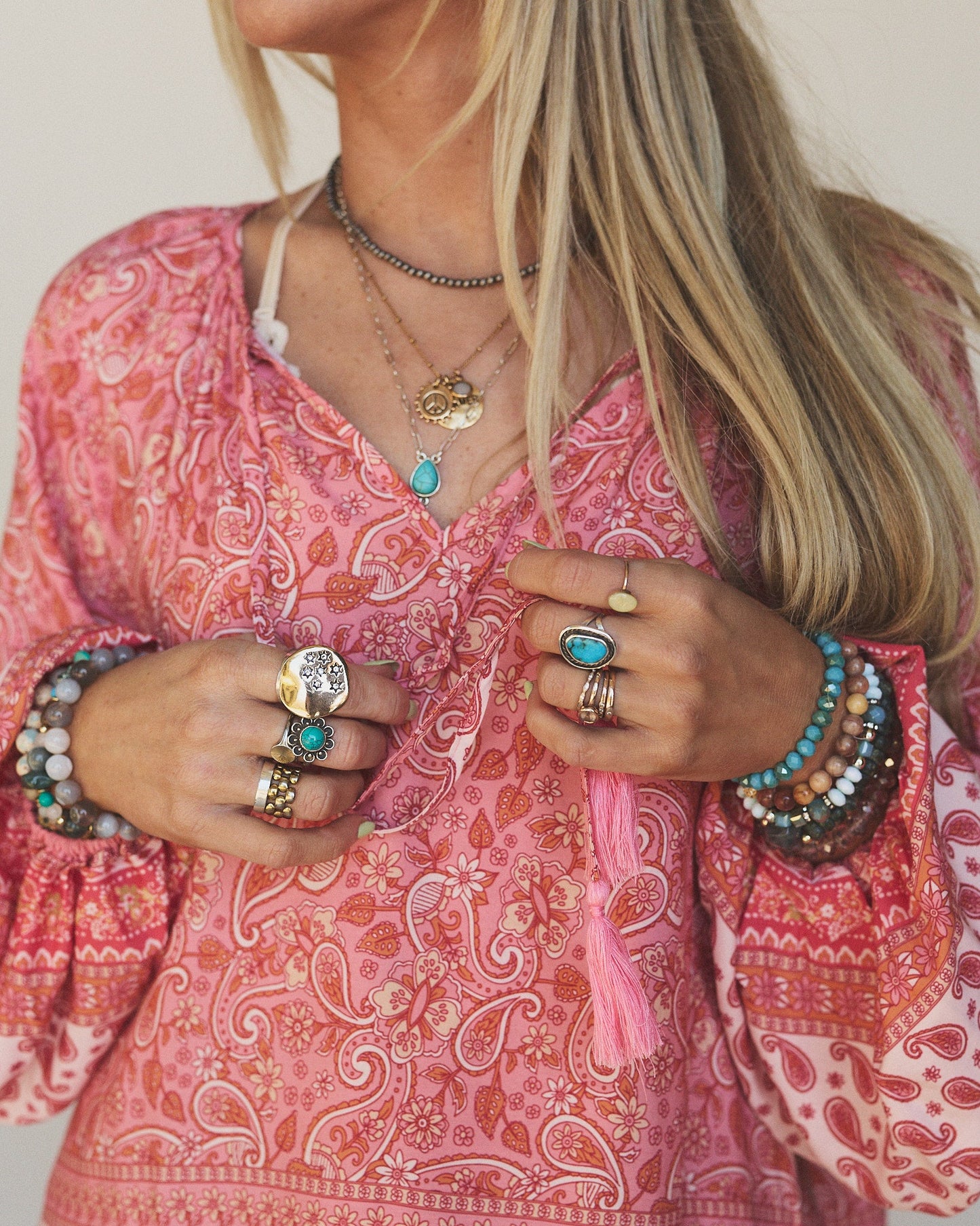 The Nest Lani Border Print Top - Pink Border Print