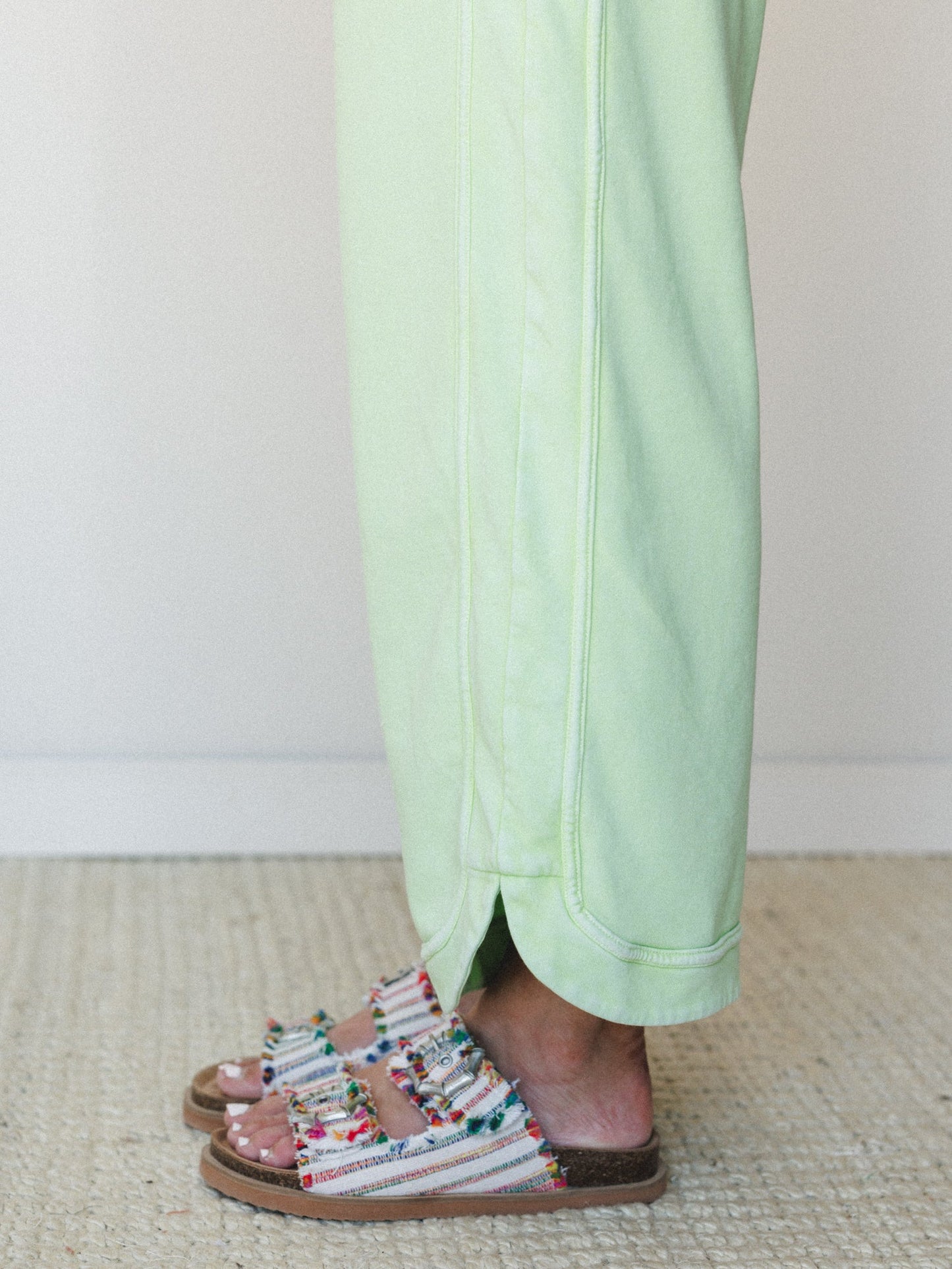 So Comfy Wide Leg Pant Cropped Length - Green