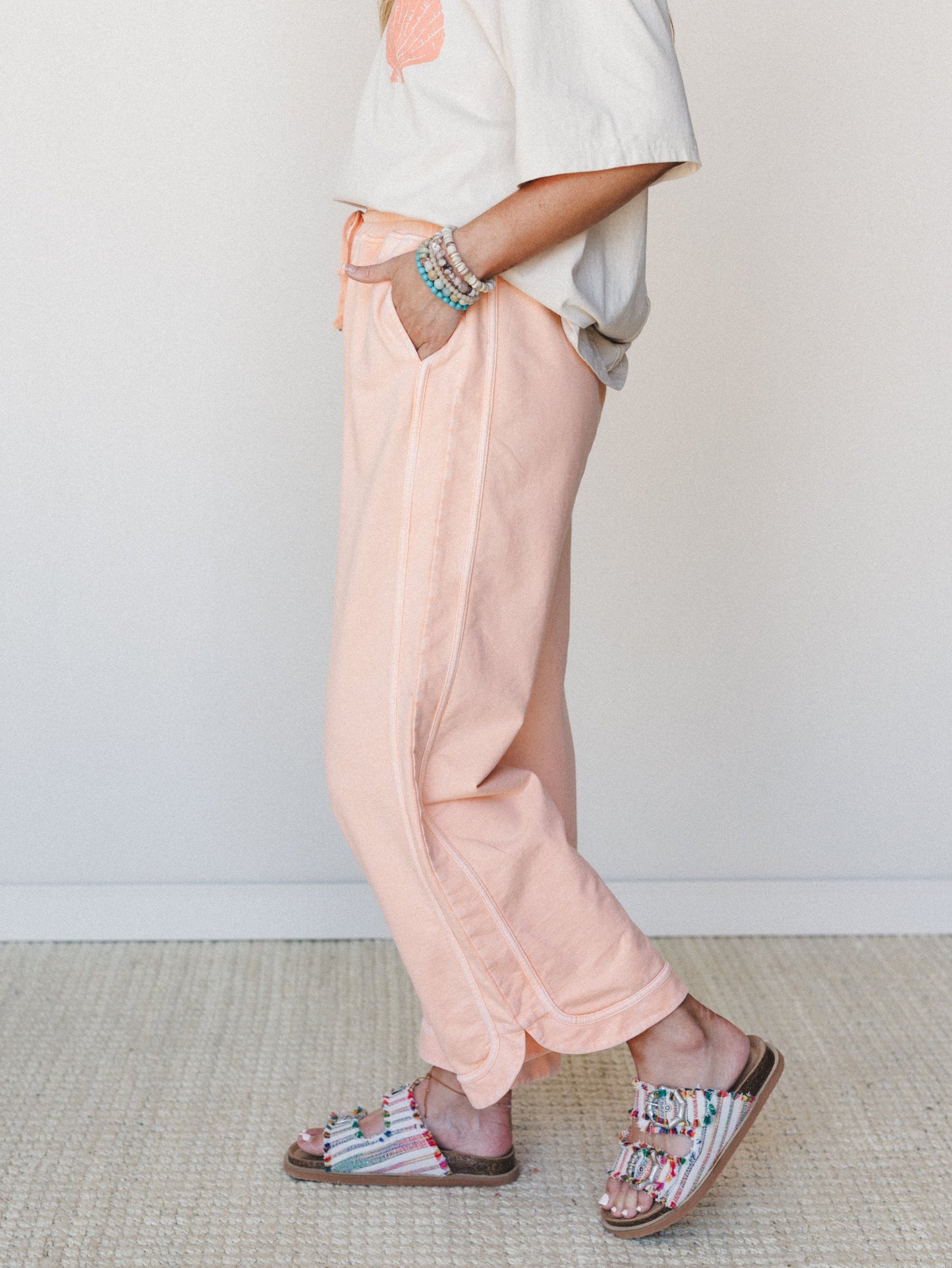 So Comfy Wide Leg Pant Cropped Length - Orange