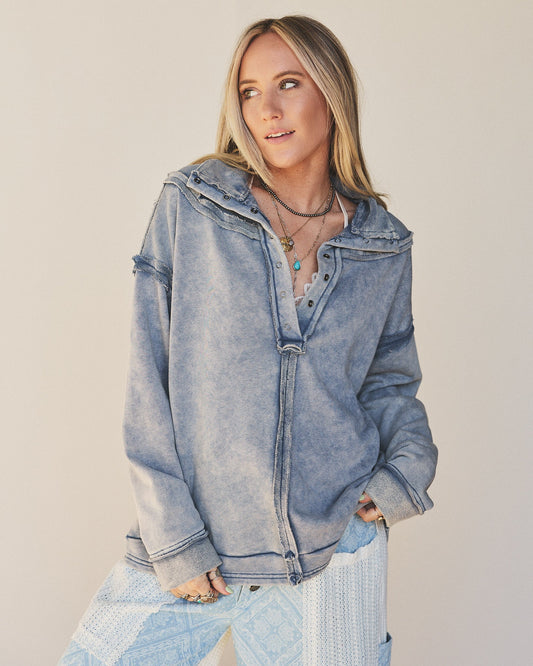 Tomlin Washed Pullover - Denim