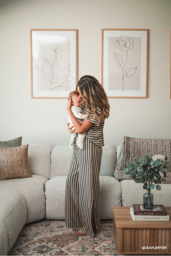 The Nest Ibiza Breeze Drawstring Pants - Taupe Black