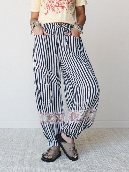 Calm Waves Pants - Navy Stripe