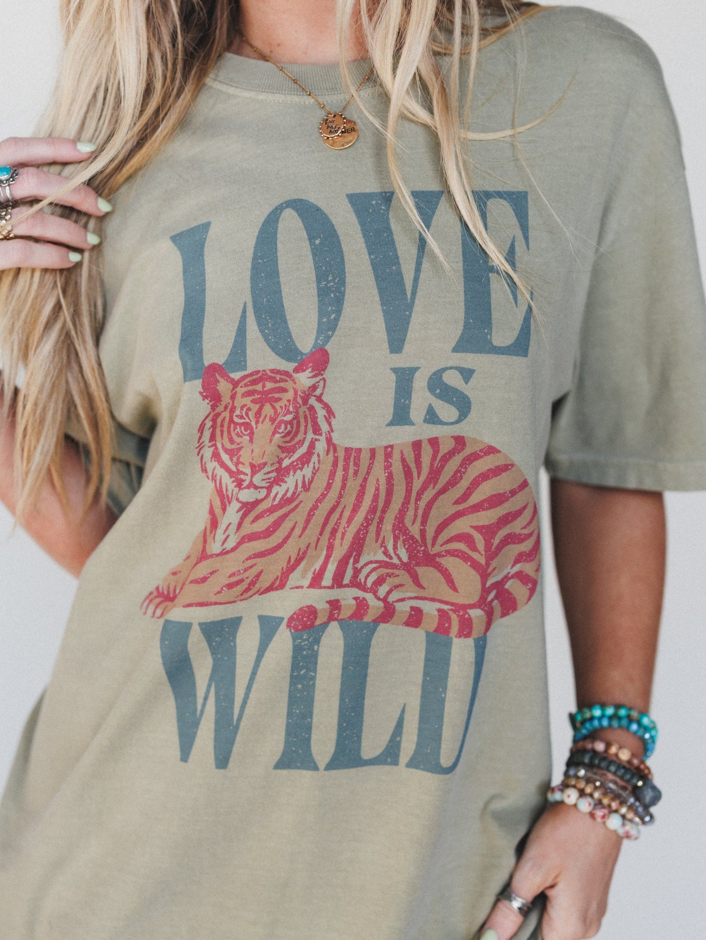 The Nest Love Is Wild Graphic Tee - Khaki