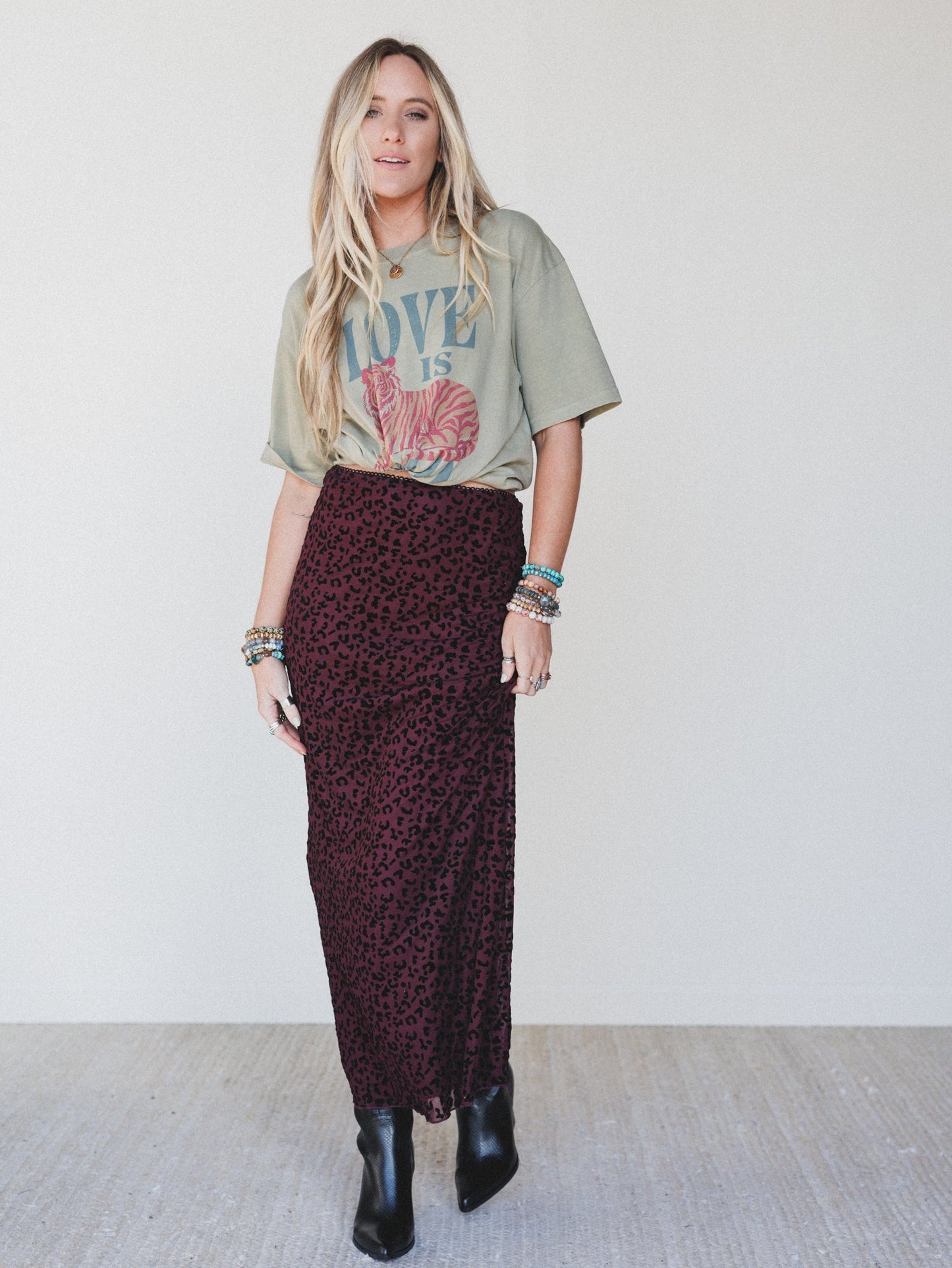 High Street Maxi Skirt - Burgundy