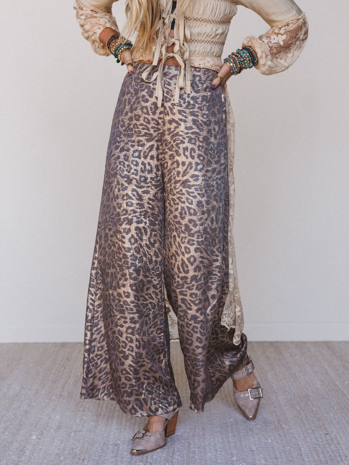 Darling Drift Animal Print Pants - Gold