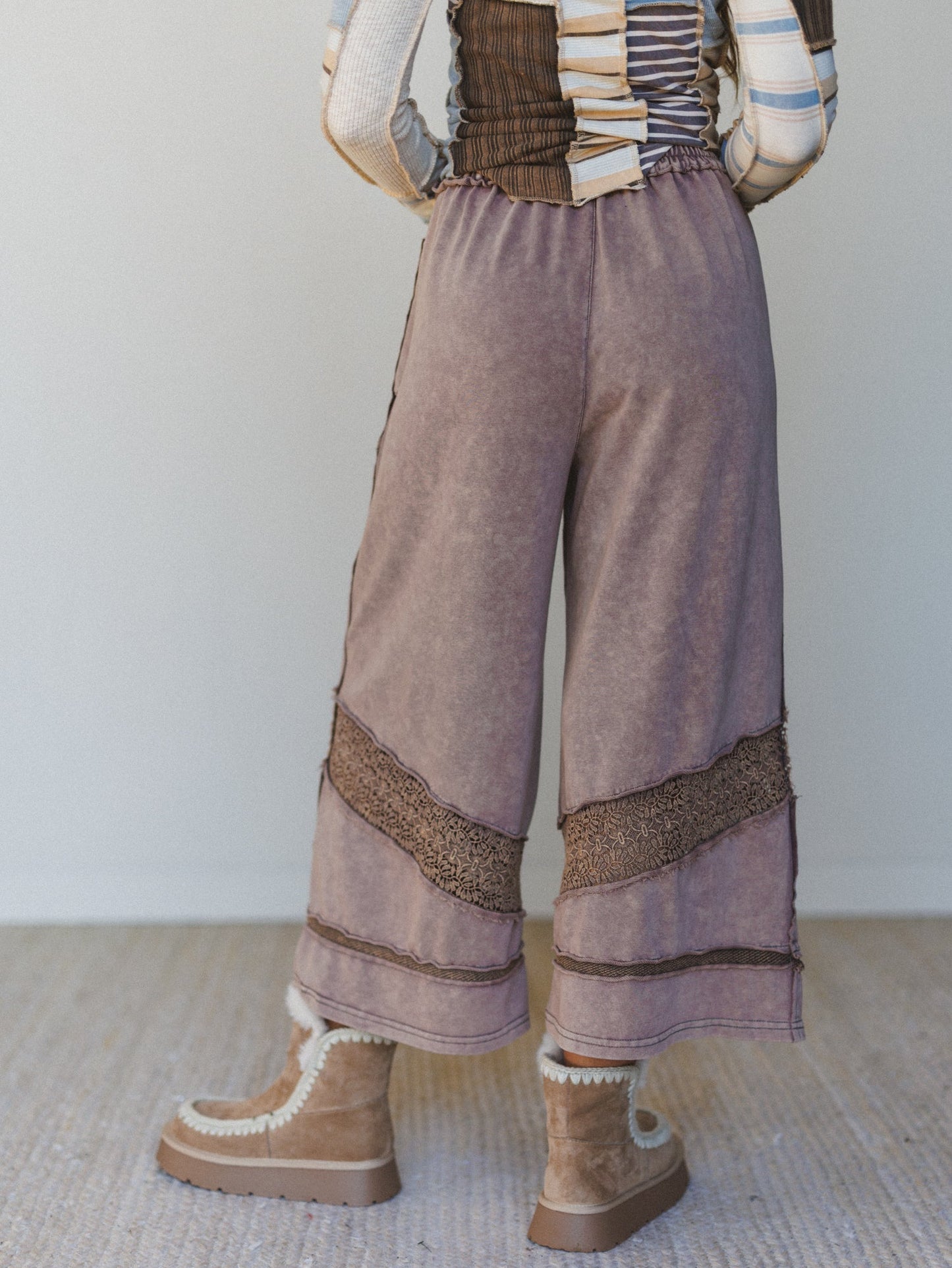 Country Sunshine Crochet Wide Leg Pant - Mocha