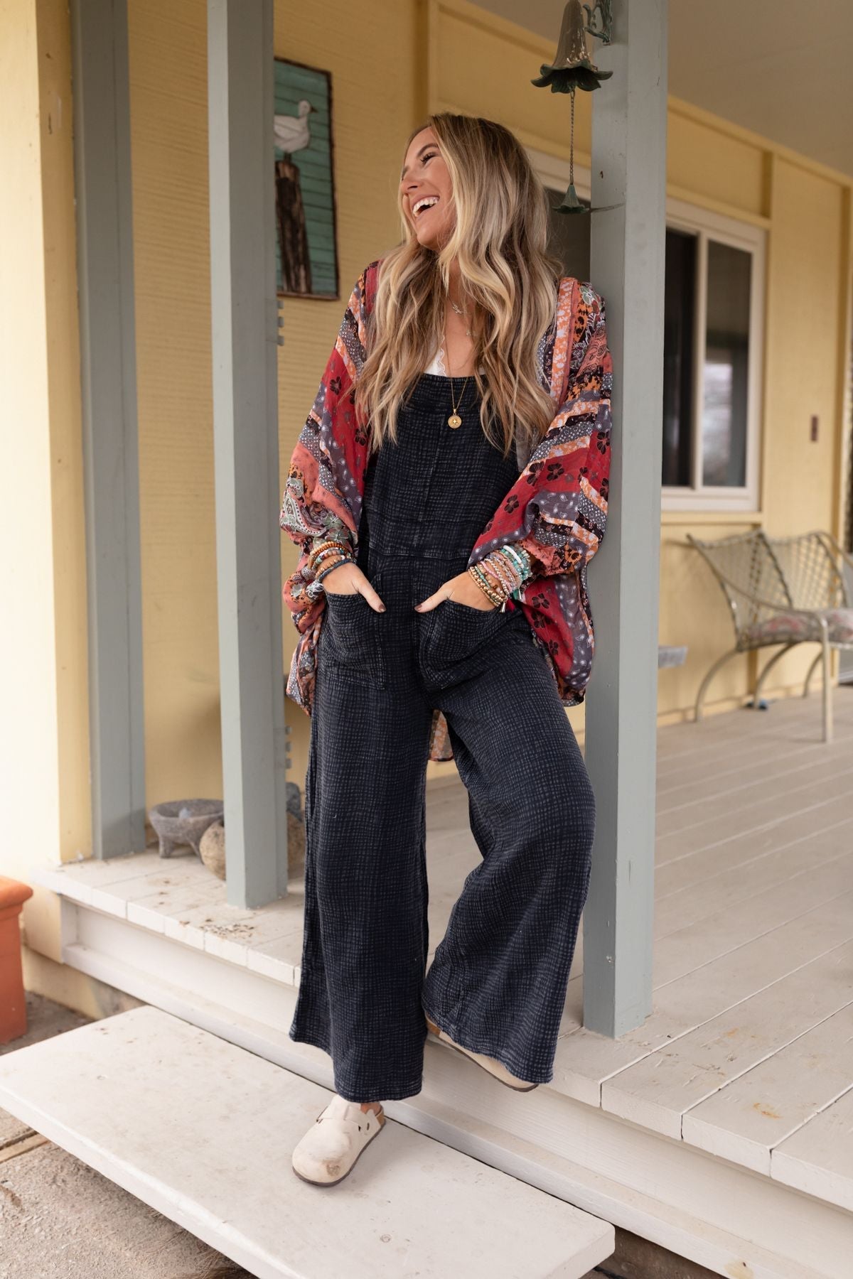 Molly Tie Back Overalls - Black
