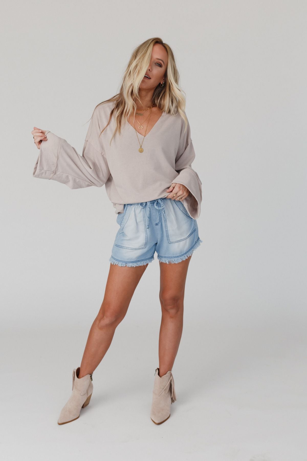 The Nest Love It V Neckline Sweater Top - Tan