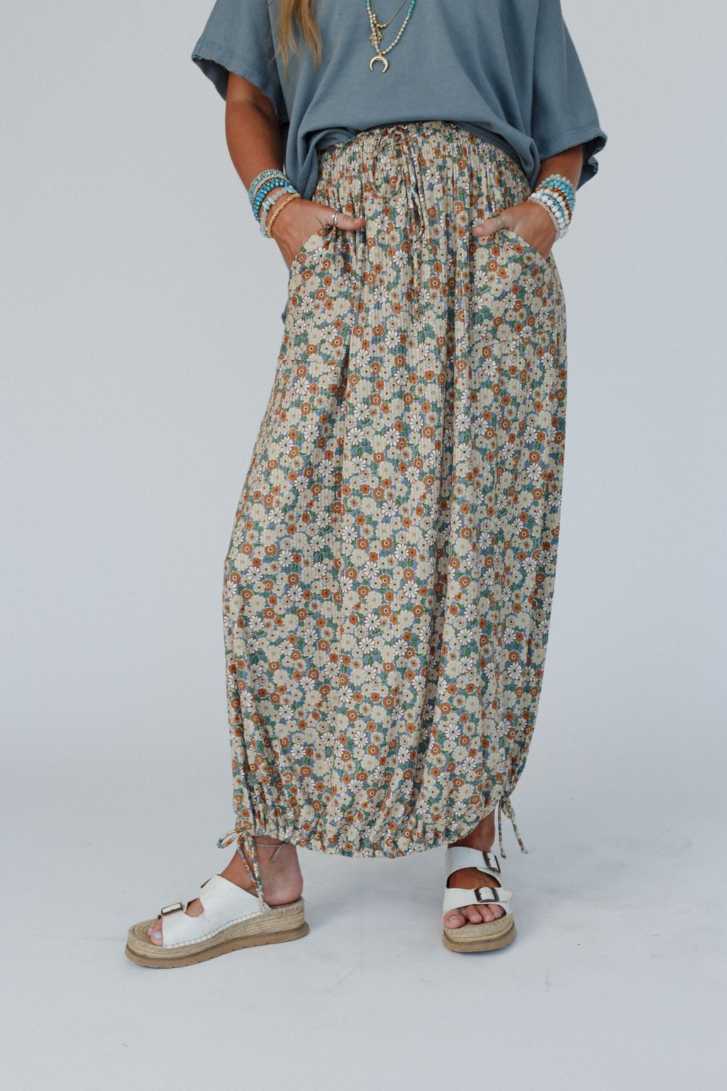 The Nest Solstice Song Cinched Skirt - Khaki