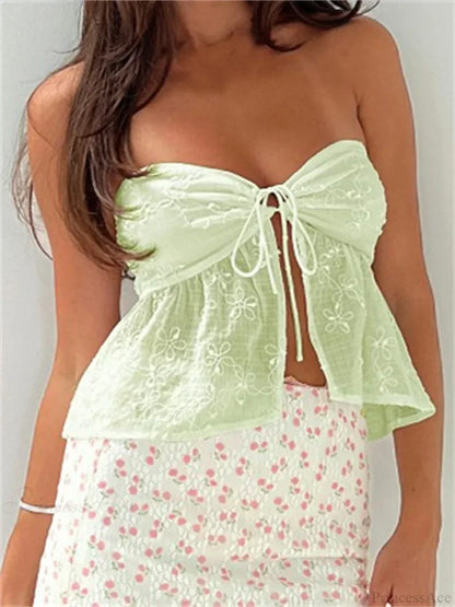 Lace Flower Patchwork Crop Top