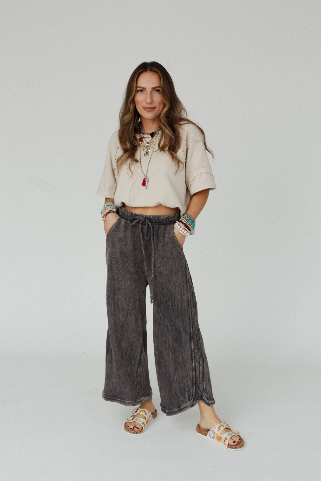 The Nest So Comfy Wide Leg Pant Petite Length - Charcoal