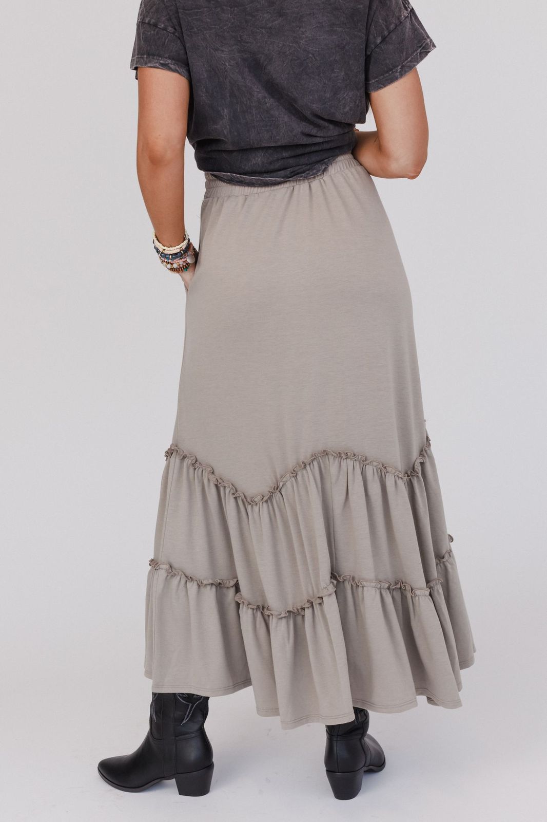The Nest Bunches Of Love Tiered Maxi Skirt - Taupe