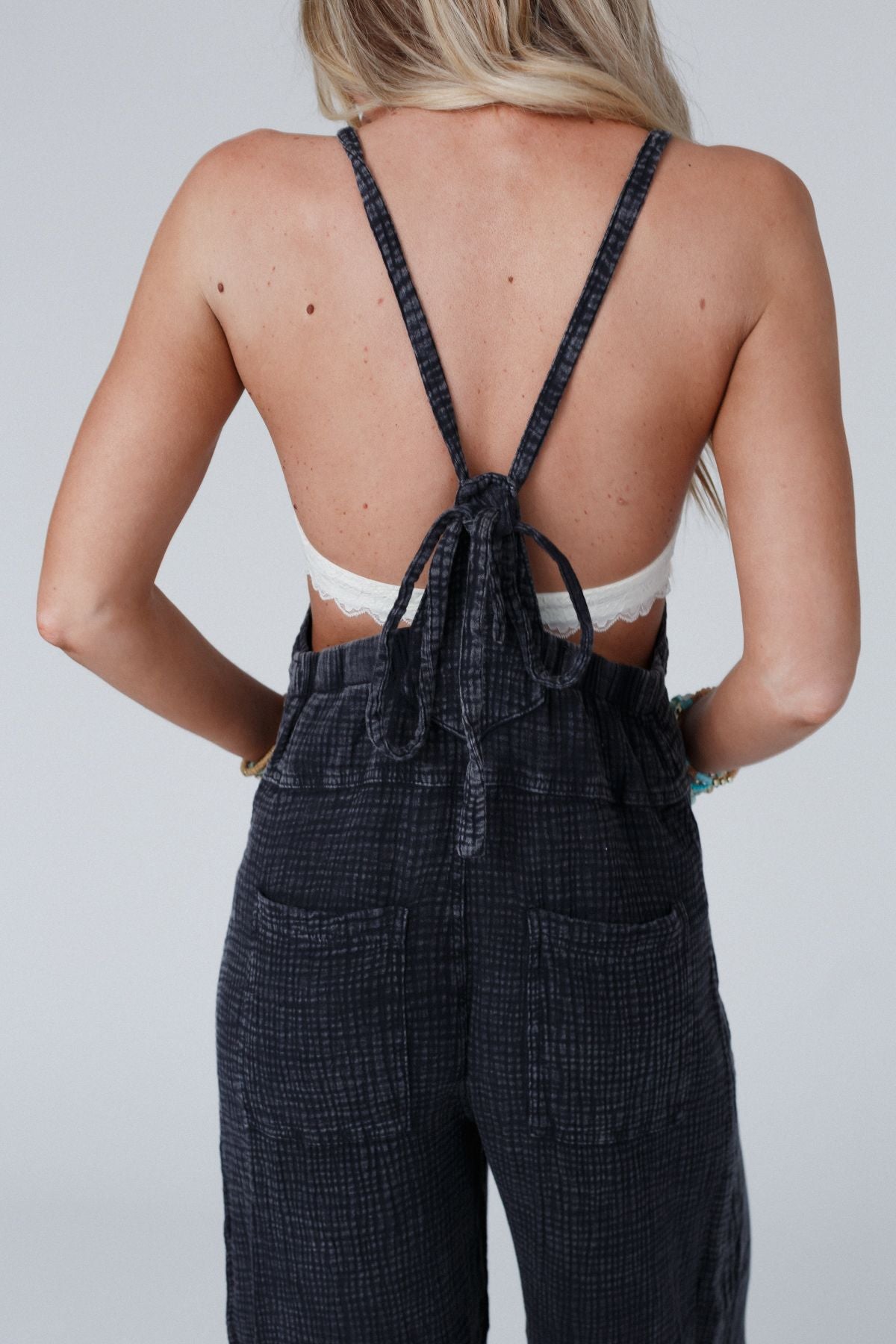 Molly Tie Back Overalls - Black