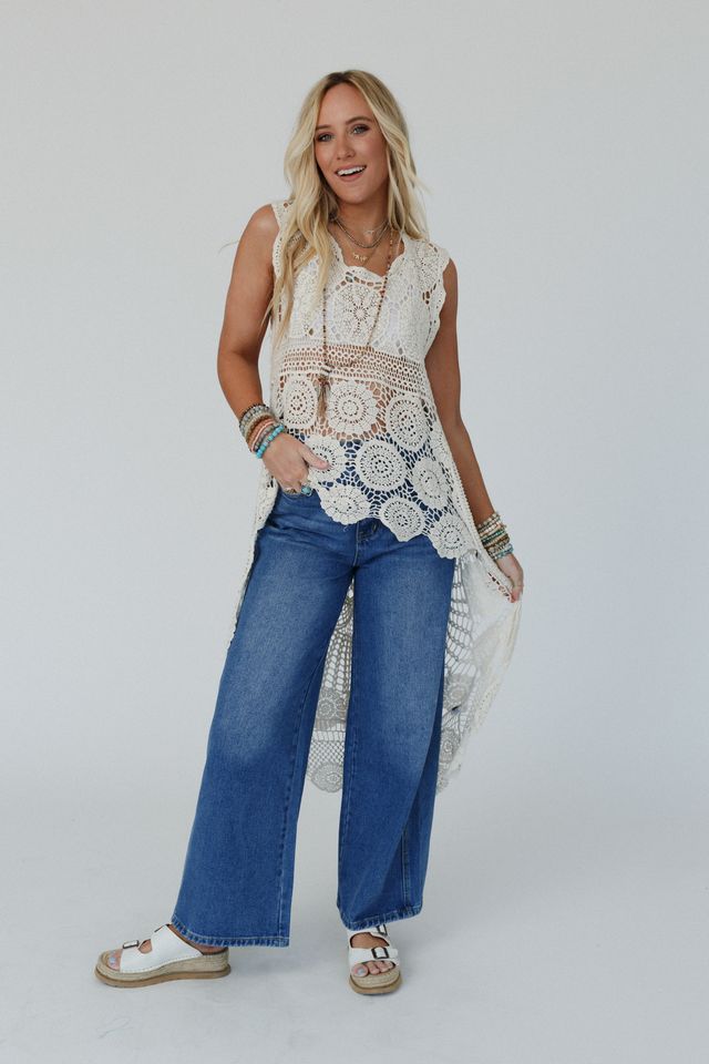 Serene Dream Crochet Lace Top - Natural